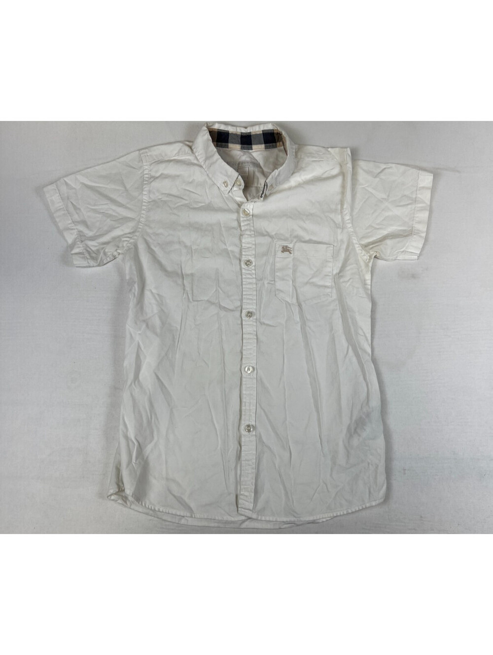 Burberry Children Kids 10Y 140cm White Short Sleeve Button Down Shirt Check